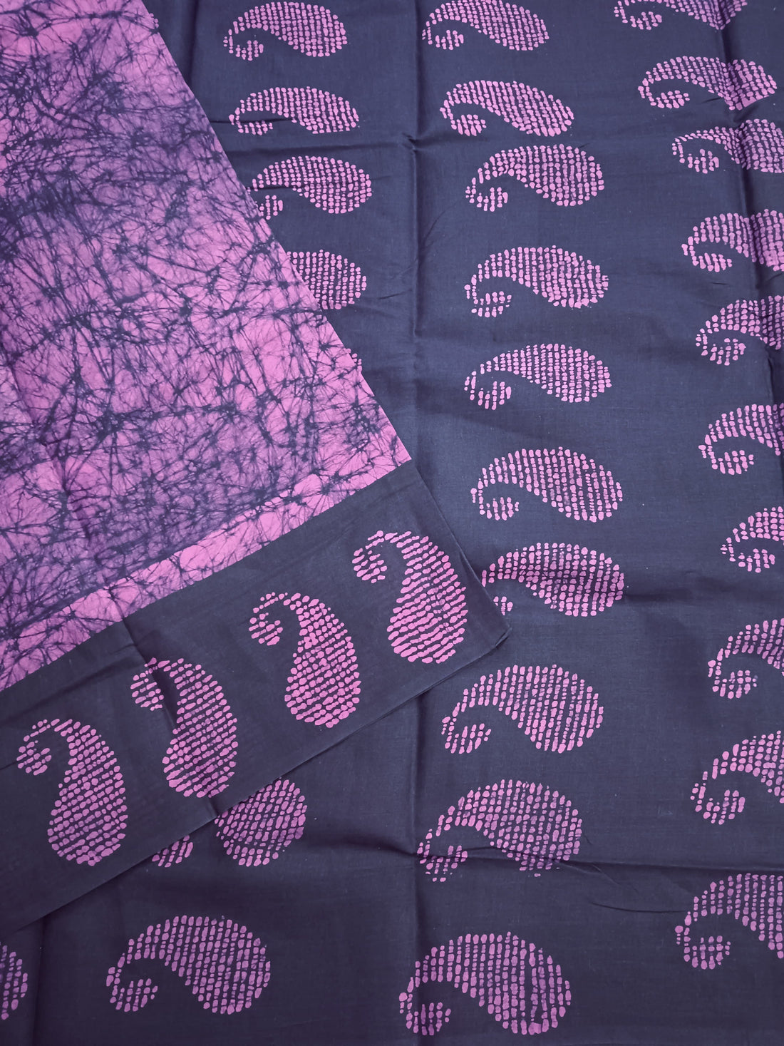 Madurai Sungudi Cotton -Rose with purple- MS30