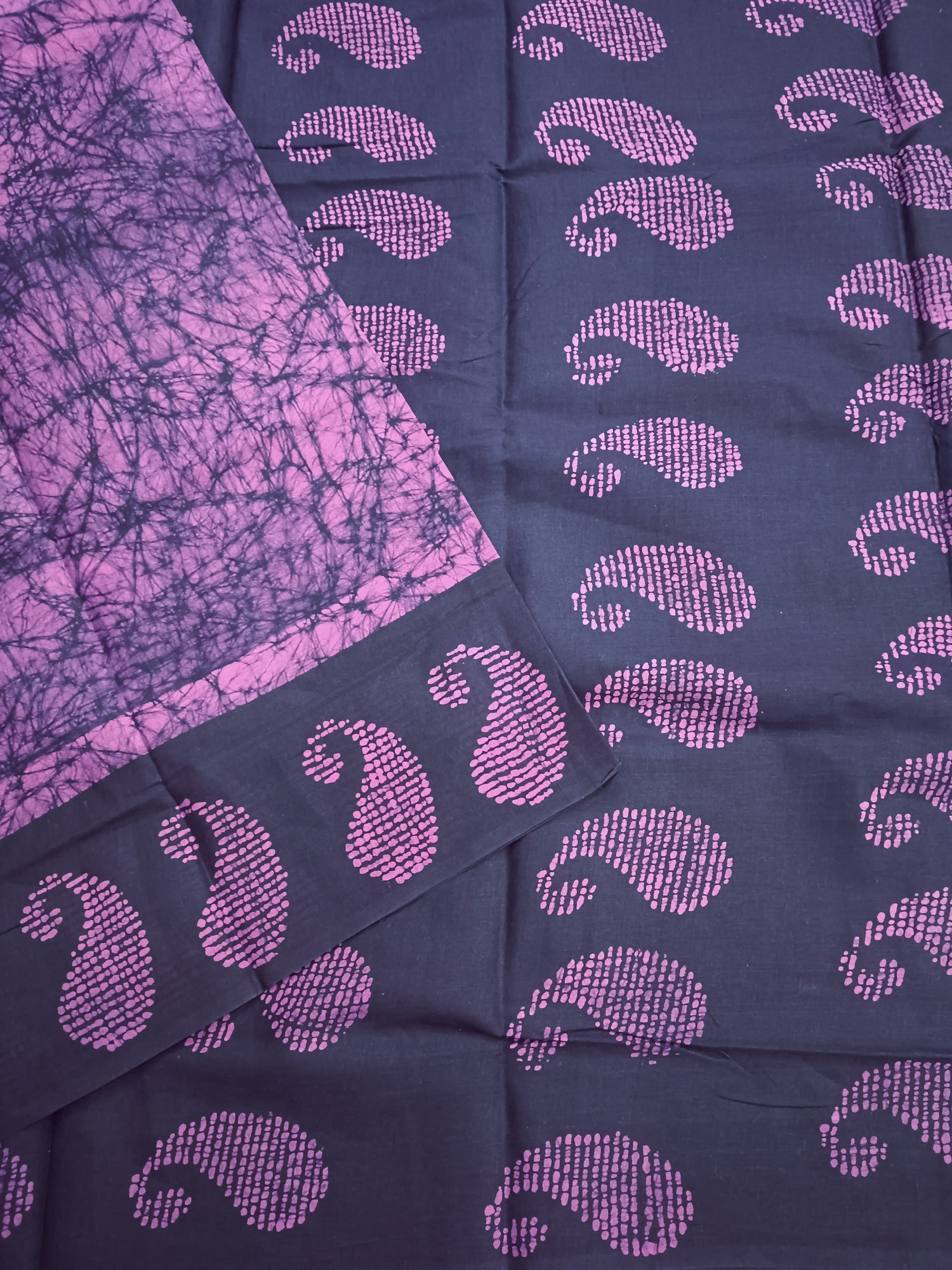 Madurai Sungudi Cotton -Rose with purple- MS30
