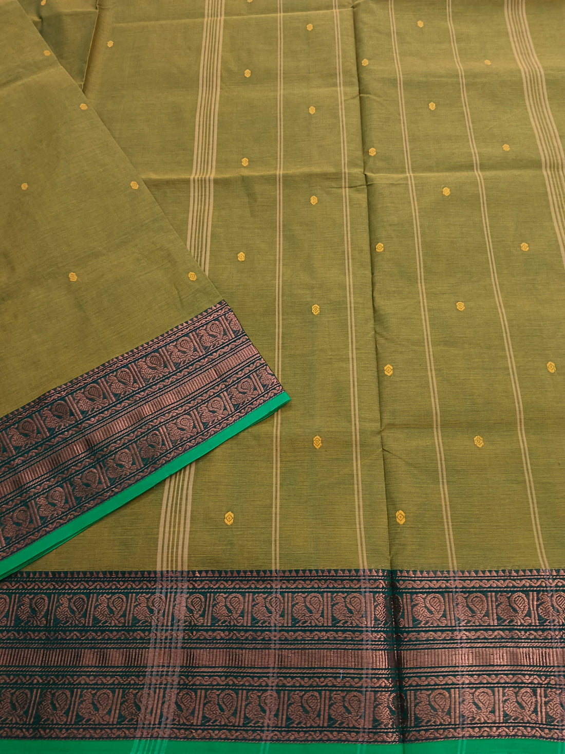 Kanchi Cotton - Festival Fusion -Yellow Mixed Green- KCFB112
