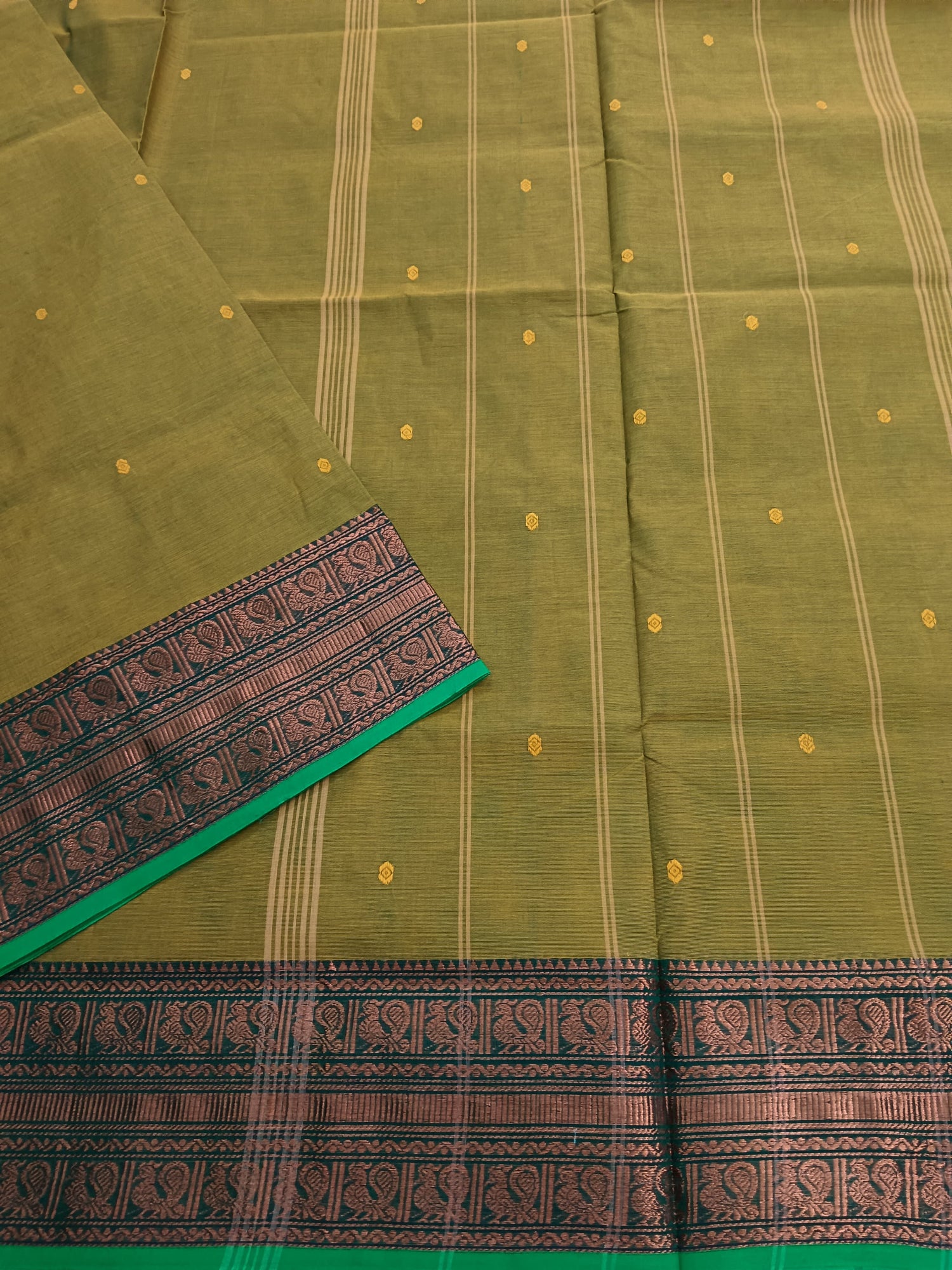 Kanchi Cotton - Festival Fusion -Yellow Mixed Green- KCFB112