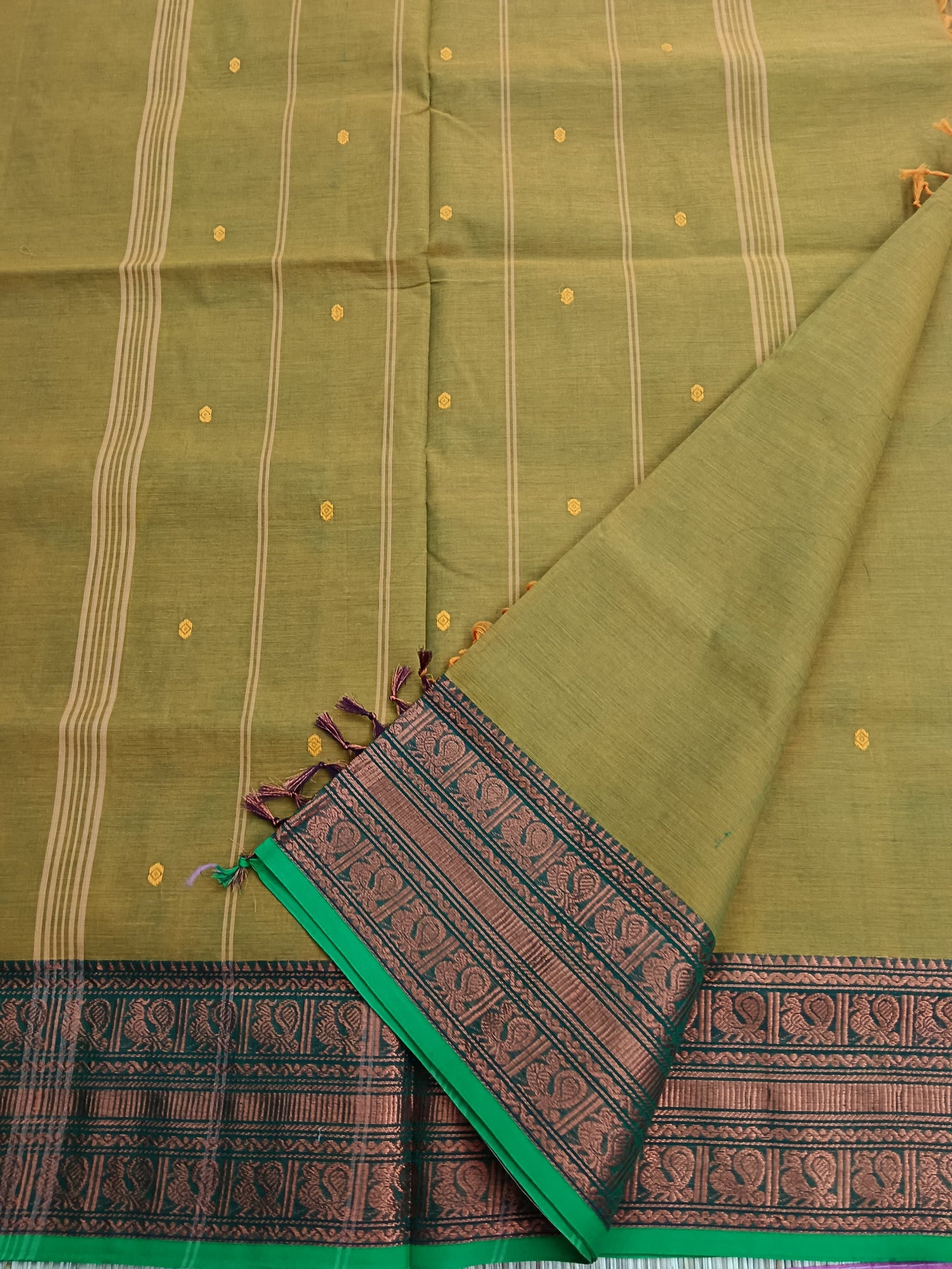 Kanchi Cotton - Festival Fusion -Yellow Mixed Green- KCFB112