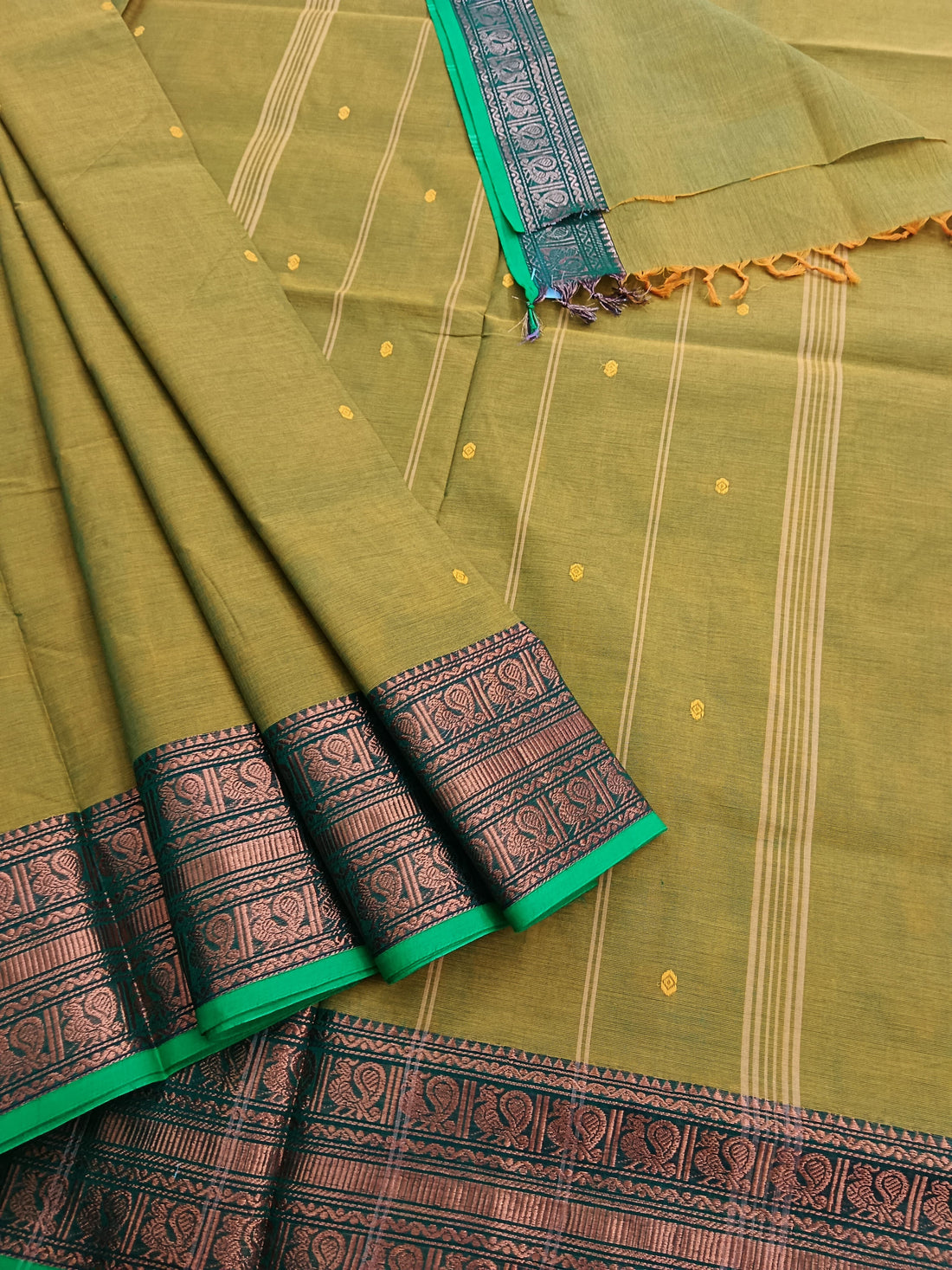 Kanchi Cotton - Festival Fusion -Yellow Mixed Green- KCFB112